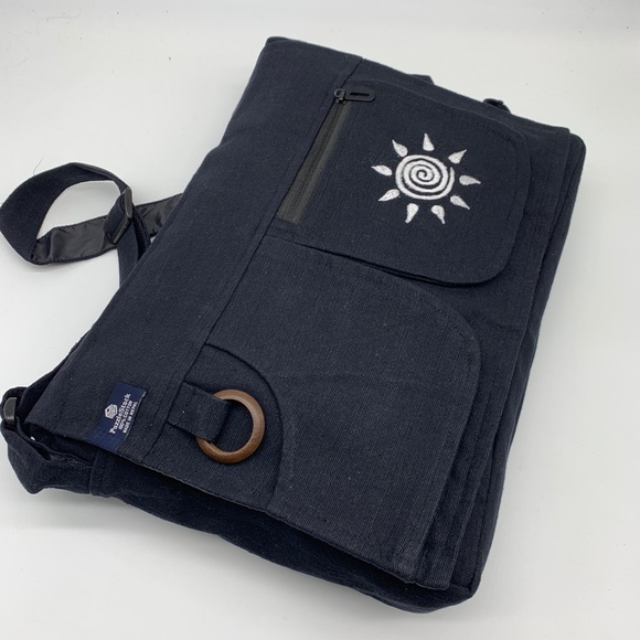 Cotton Laptop Bag Swirl Embroidery - Picture 3 of 11